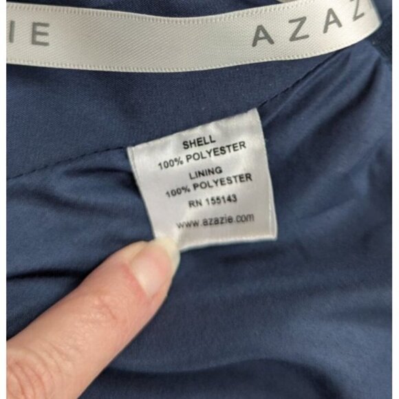 Azazie Formal Lace Back Navy Prom Bridesmaid Dress Size 2-4 - Picture 11 of 12